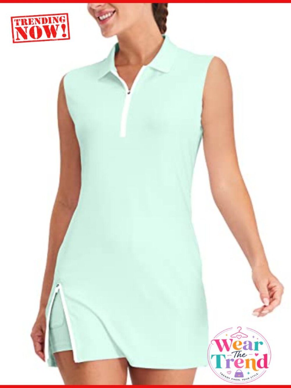 Women's Tennis Dress with Built-in Shorts & Pockets Sleeveless Golf Athletic